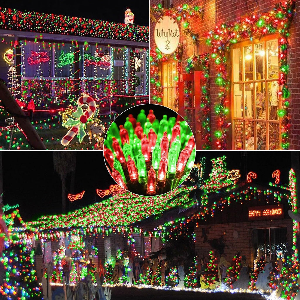 LYHOPE Battery Christmas Lights, 2Pack Total 66ft 200 LED Christmas Lights Waterproof 8 Modes Battery Operated String Light for Outdoor & Indoor, Xmas Tree, Wreaths, Holiday Decoration (Red & Green)