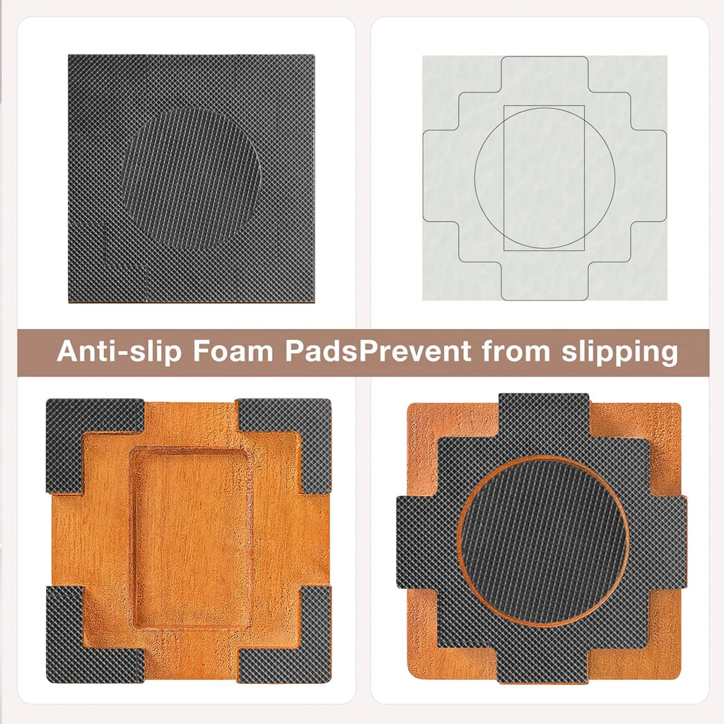 Wood Bed Risers 3.5 Inch with Non-Slip Rubber Pad Furniture 4 Pack, Brown
