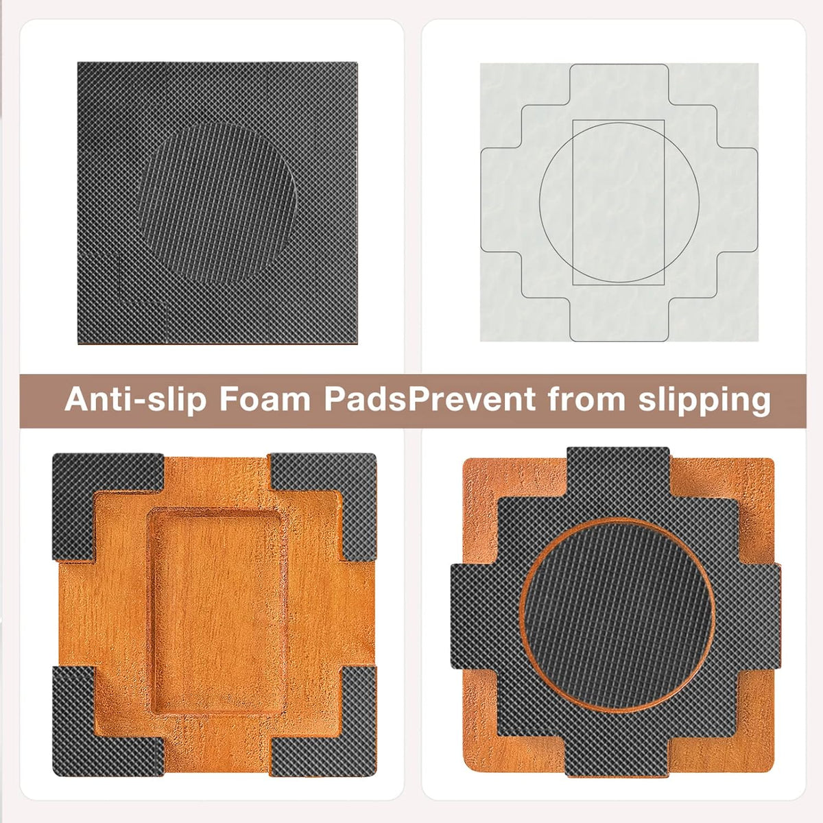 Wood Bed Risers 3.5 Inch with Non-Slip Rubber Pad Furniture 4 Pack, Brown