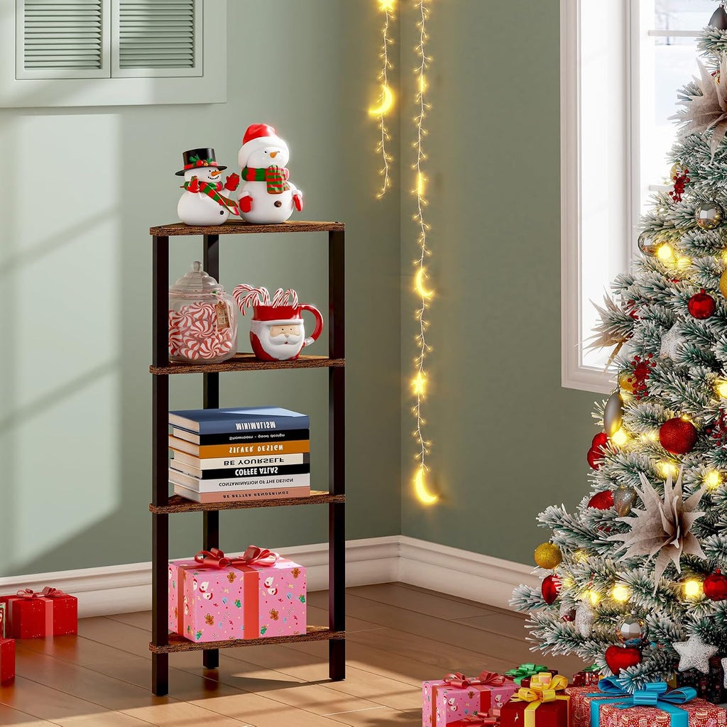 TUTOTAK Corner Shelf, 4-Tier Corner Bookshelf for Small Space