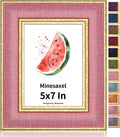 5x7 Picture Frame - Soft Pink Fabric & Vintage Gold Border HD Real Glass with Easel for Tabletop/Wall (Family Photos, Nursery Decor 1 Pack)