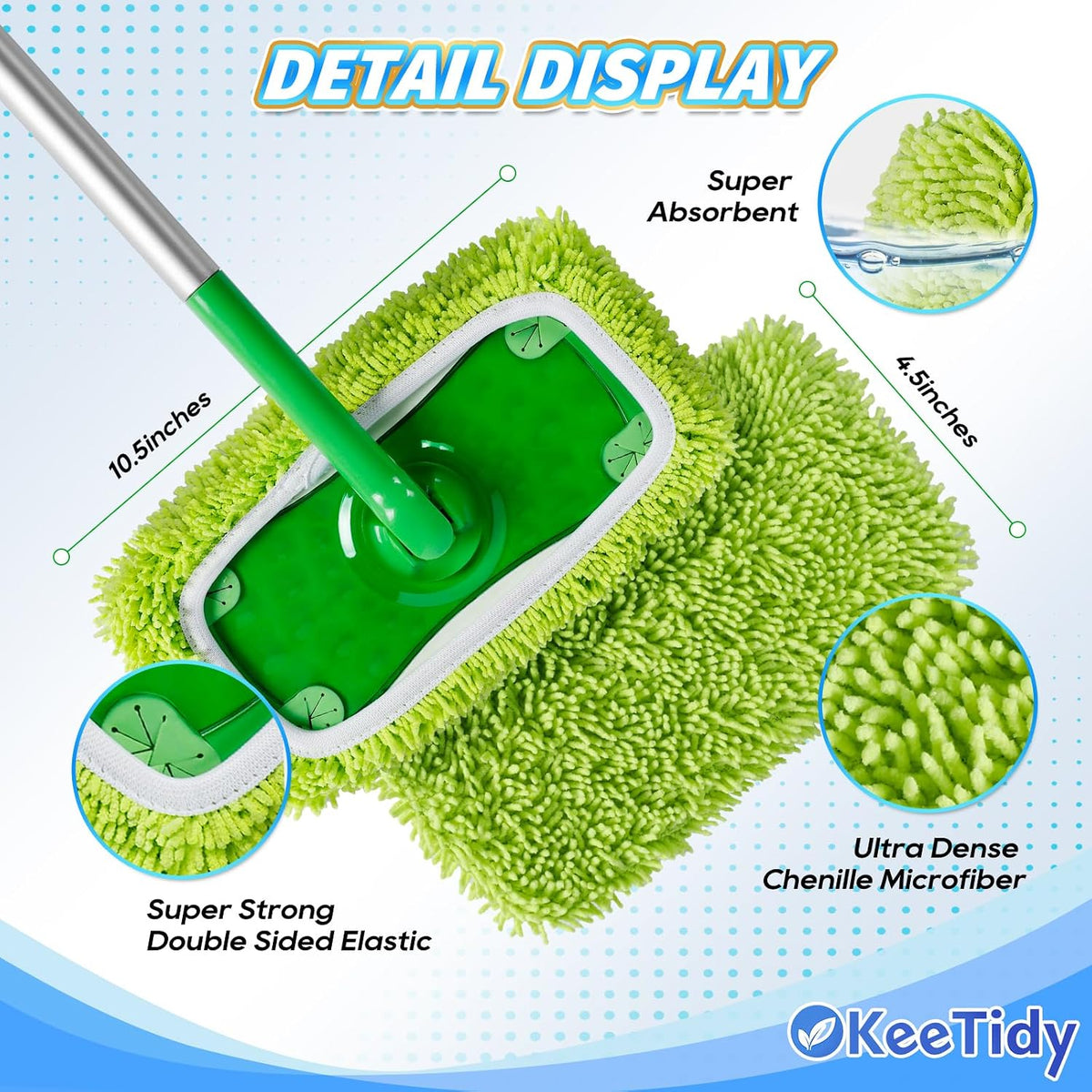 Reusable Microfiber Mop Pad Compatible with Swiffer Mop & Go Deluxe 2-in-1