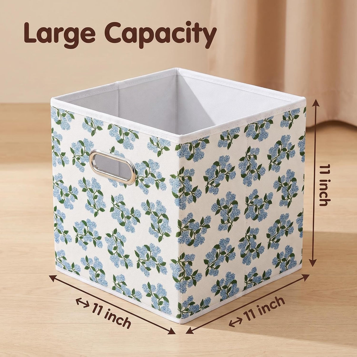 6pcs Collapsible Fabric Storage Cubes Organizer with Handles, Sturdy Storage Bins for Organization, 10.5" x 10.5" x 11"