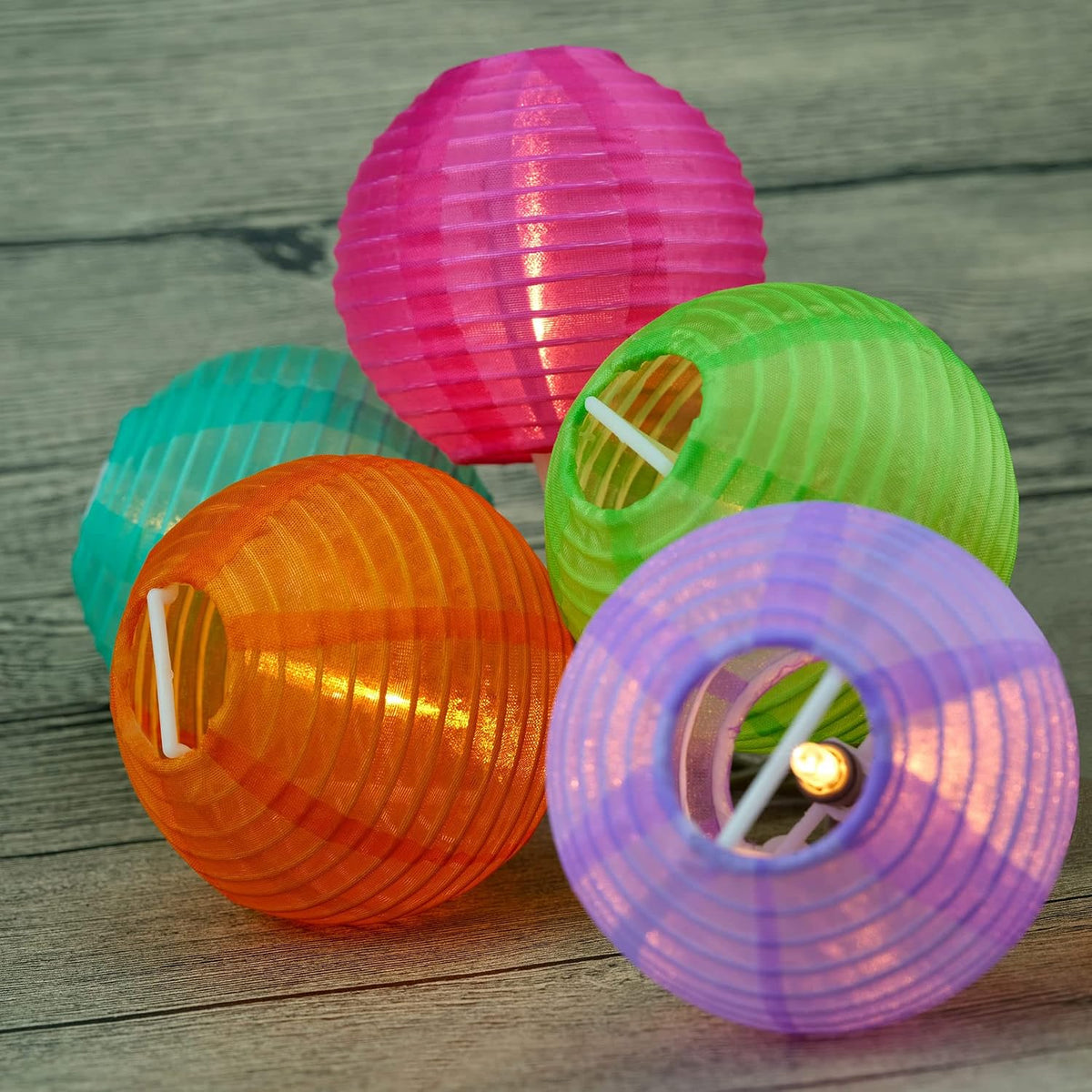 YULETIME Multicolor Lantern String Lights, 10 ct 7.6 ft White Wire Plug-in