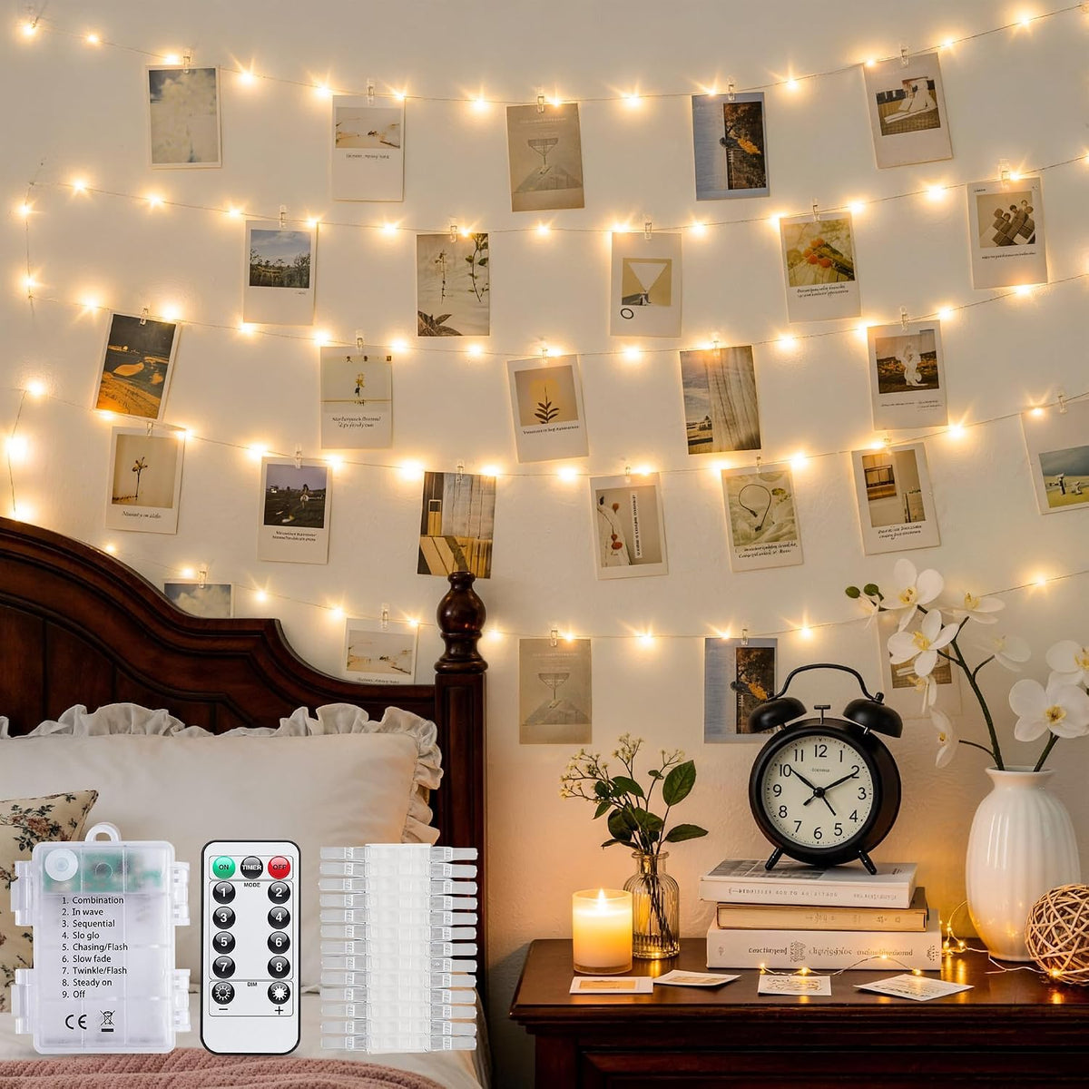 JMEXSUSS 100LED Photo Clips String Light, 33ft Fairy Lights with 50 Clips