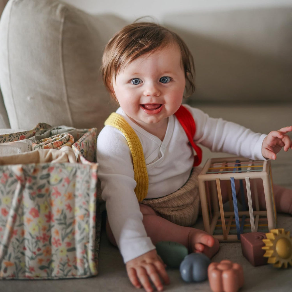 mushie Baby Diaper Caddy | Newborn Essentials Organizer (Blush)