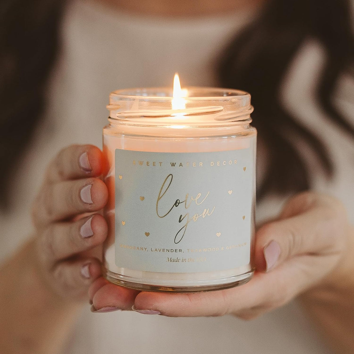 Sweet Water Decor Love You Soy Wax Candle, 9oz Jar, Gift for Loved Ones