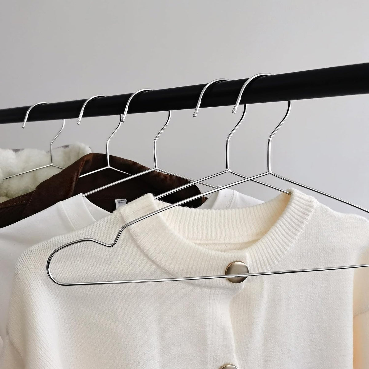 Wire Hangers 40 Pack, Heavy Duty, Space Saving, Stainless Steel, Silver, 16.5inches Closet Hangers for Hanging Coats, Suits, Jackets, Shirts,T-Shirt