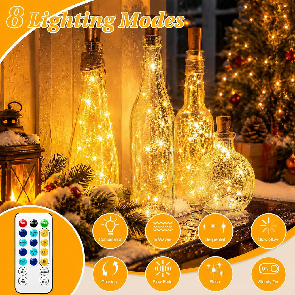 8 Mode Fairy Lights Battery Operated, 16.4FT 50 LED Twinkle String Lights with Timer & Remote, Silver Wire Waterproof Indoor Outdoor for Bedroom Christmas Wedding Dorm Decor Warm White