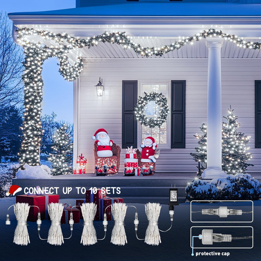 200 LED White String Christmas Lights Outdoor Indoor, 66ft Connectable Stronger Clear Wire, Twinkle Fairy Lights Plug in with Remote for Christmas Tree, Bedroom, Classroom, Holiday Decorations