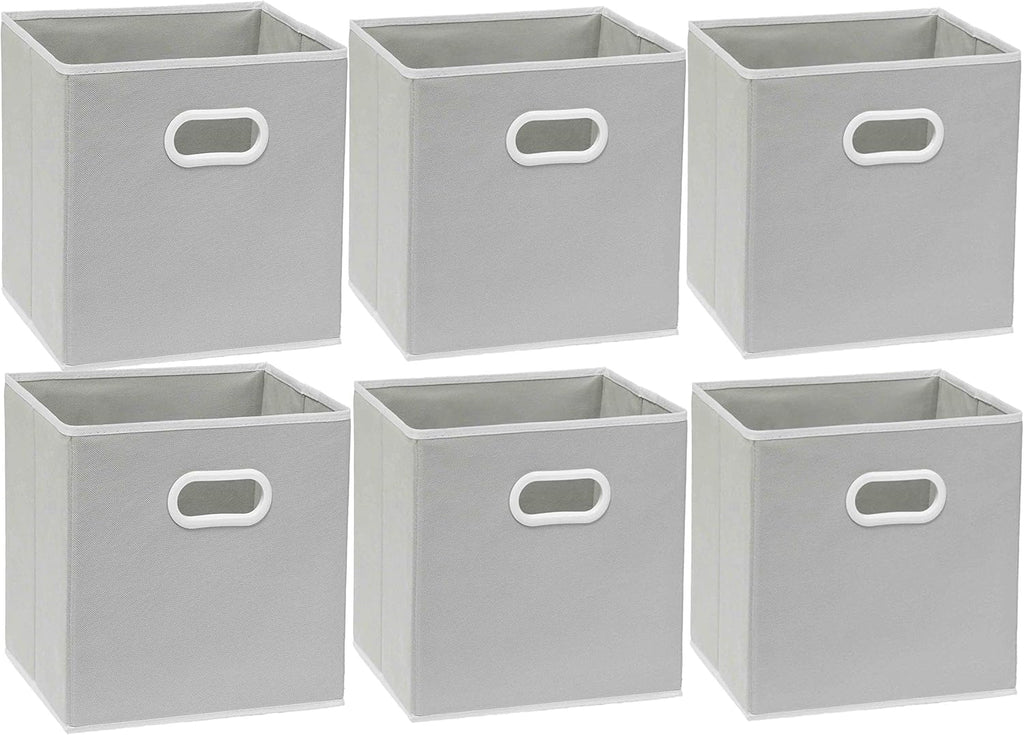 Simple Houseware 11-Inch Foldable Cube Storage Bins with Handles, Gray