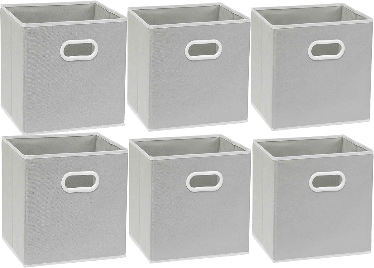 Simple Houseware 11-Inch Foldable Cube Storage Bins with Handles, Gray