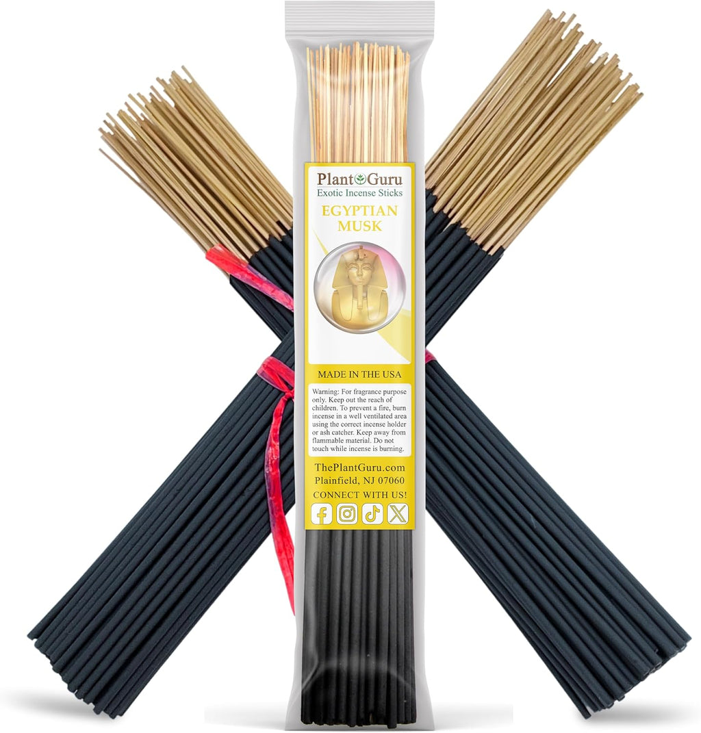 Egyptian Musk Exotic Incense Sticks 11 Inch - Bulk 1 Bundle 85 to 100 Sticks - Natural 11" Long Lasting Aroma that Burns for 45 to 60 Minutes.
