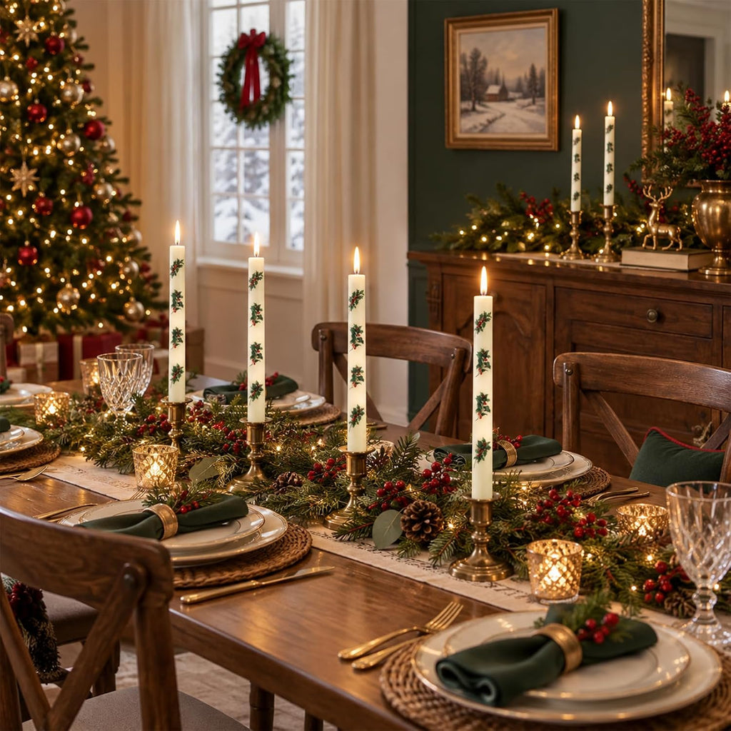 6 Pack Christmas Taper Candles, 10 Inch Unscented Candle Sticks