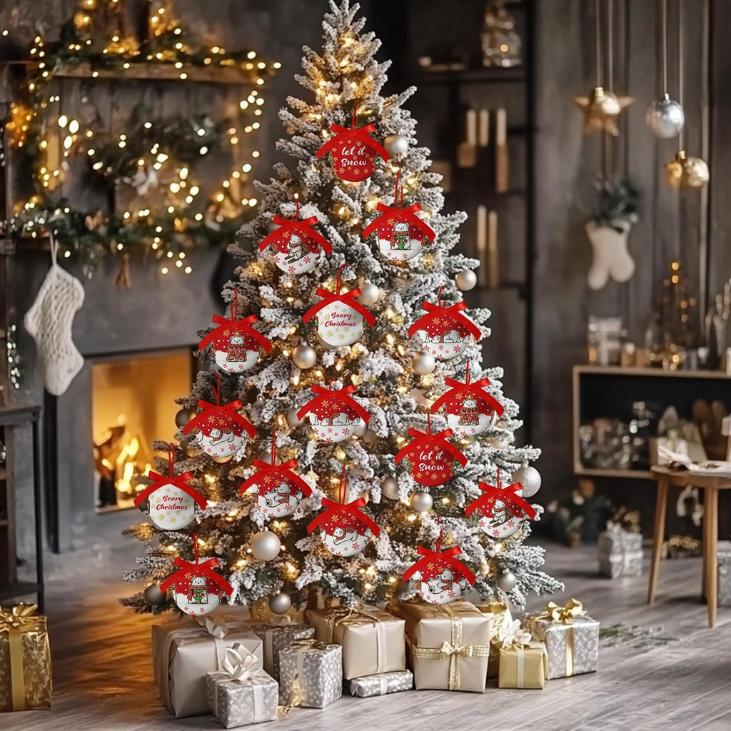 Polar Bear Christmas Decorations - Polar Bear Ornaments Hanging Balls Christmas Tree Decorations Indoor, Cute Decoration Ball 2.36 Inch for Xmas Tree Party Home Holiday，Xmas Gifts Set of 16Pcs