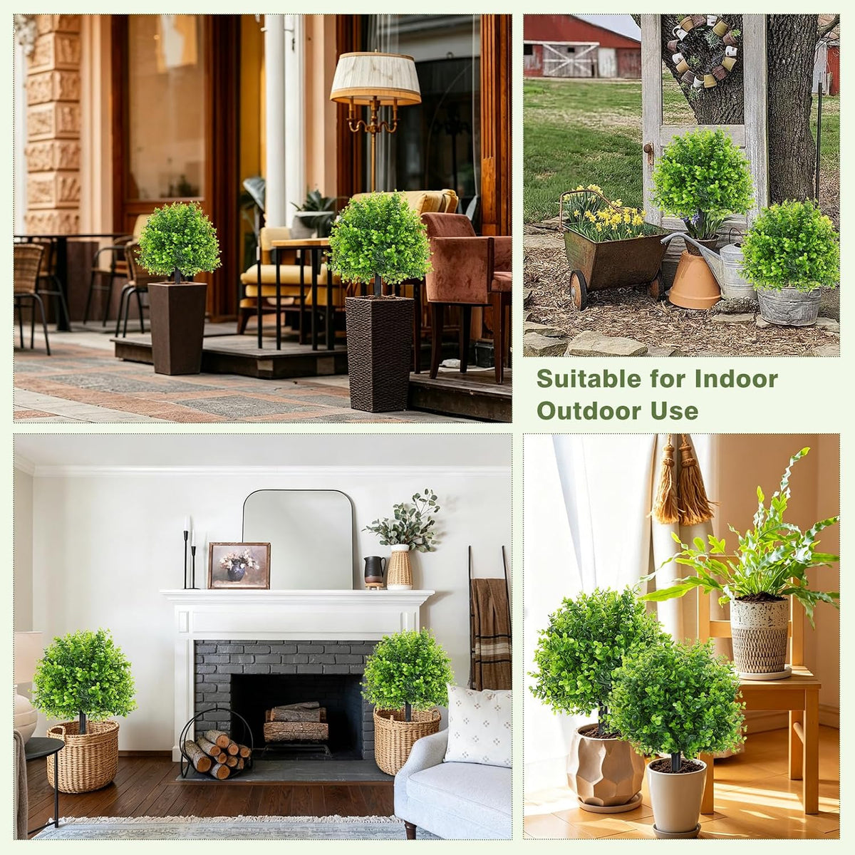 RECUTMS Artificial Eucalyptus Topiary Ball Tree with Ground Spike 1Pc 22In