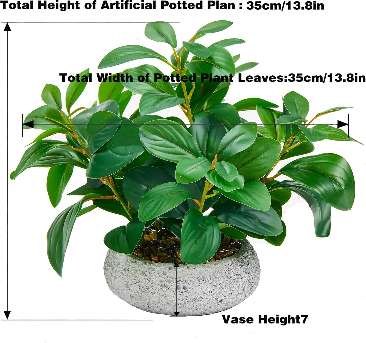 13" Realistic Fake Potted Plant Desk Office Bathroom Kitchen Shelf Decor
