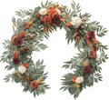 Floroom 6ft Artificial Eucalyptus Garland with Flowers Fake Greenery Burnt Orange Faux Floral Vine Garland for Table Decor Wedding Centerpieces Bridal Shower Party Decorations, Terracotta