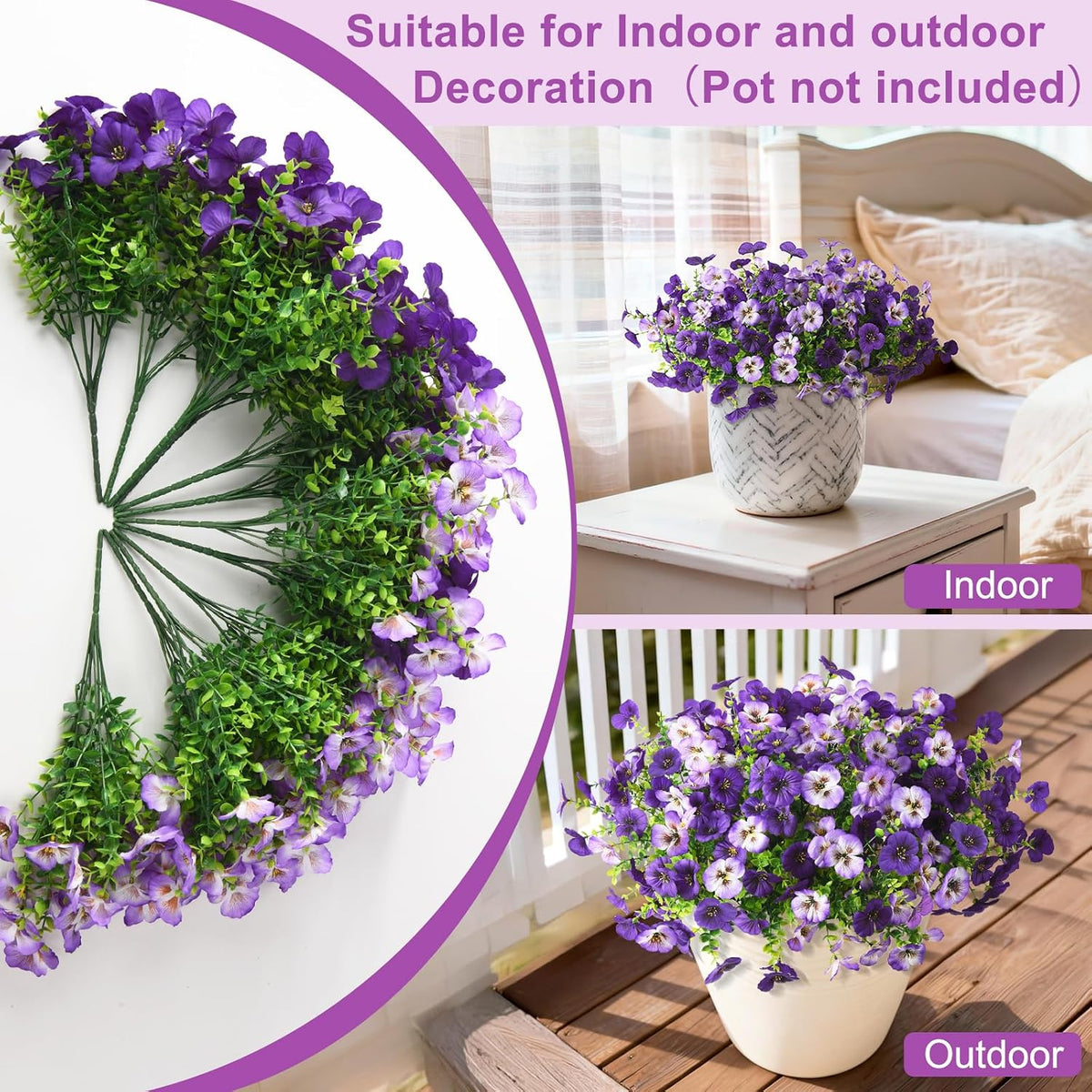 Fake Artificial Pansy Flowers Plants for Outdoors Decoration UV resistant