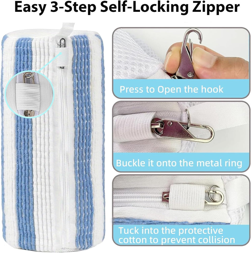Shoe Washing Machine Bag，2PCS Laundry Shoe Bags for Sneaker，Washer and Dryer Reusable Shoes Cleaning Bag for All Shoe Sizes - Blue White