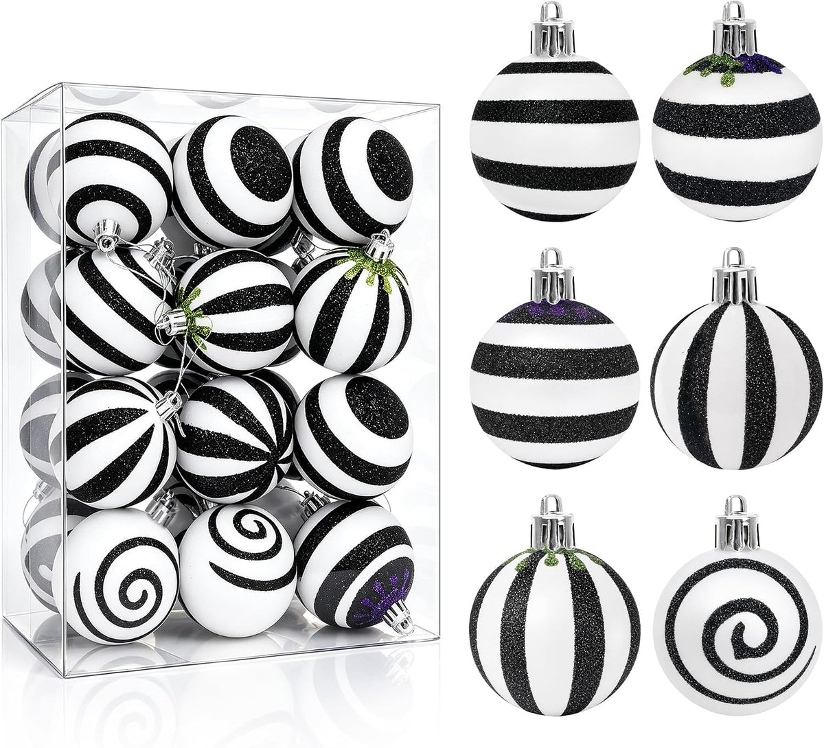 24 Pcs Halloween Christmas Ball Ornaments 2.36” Tree Decorations