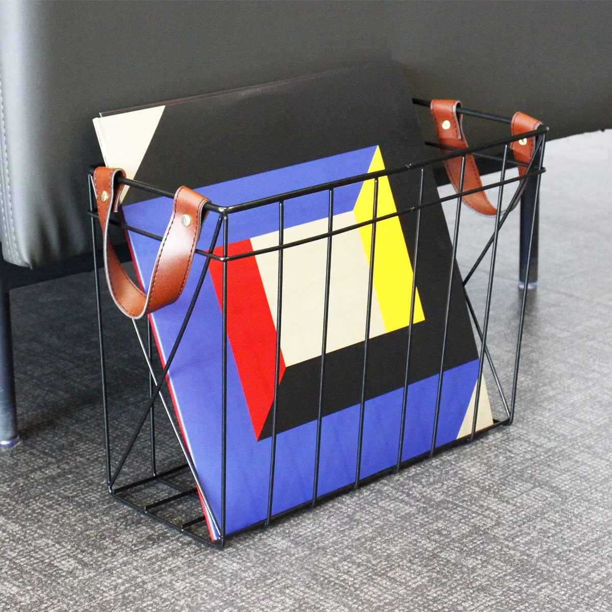 Magazine Rack Magazine Holder Storage Organizer Bin for Magazines, Books or Vinyl Record Album Storage, Black