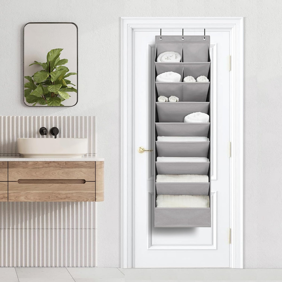 Over Door Organizer with 10 Extra Large Pockets, 23 Pairs Shoes Large Capacity Hanging Storage Organizer for Shoes, Diapers, Dark Grey, 8 Layers, 2-Pack