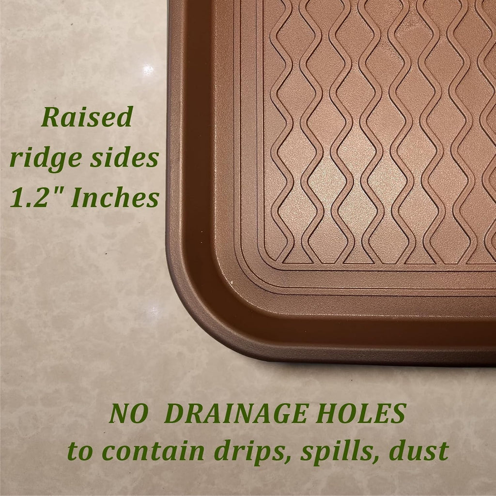 Large Multifunctional Boot Tray 2 Pack Boot Mat Washable Indoor or Outdoor Tray Mat for Shoes Boots Plants Pots Paint Tins Pet Bowls Car Storage, 30 x 15 x 1.2 Inches (Brown)