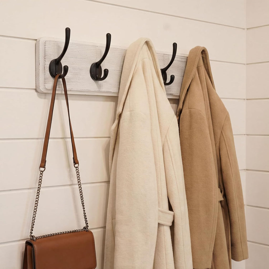 WEBI Coat Rack Wall Mount,Coat Hanger Wall,16" Hole to Hole,Coat Hooks Wall Mounted,Hook Rack Rail,5 Hooks for Hanging Coats,Hats,Jacket,Clothes,Entryway,Black/White