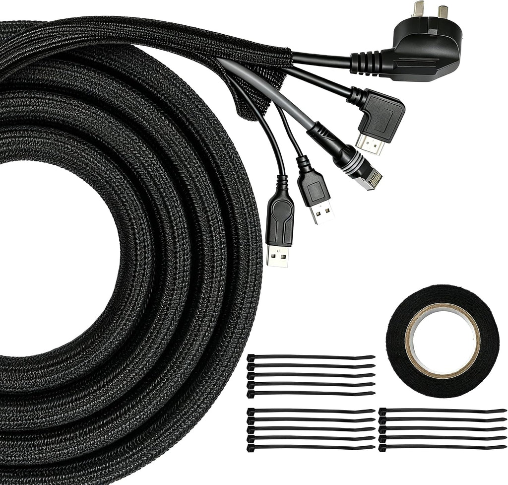Cable Management Sleeve,25ft 1/2in Cord Protectors from Pets No Chew