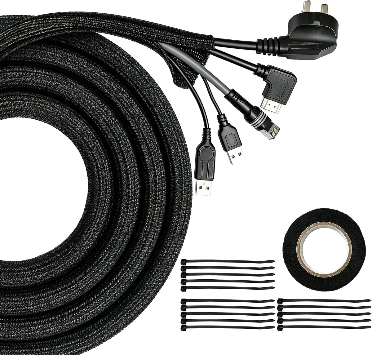 Cable Management Sleeve,25ft 1/2in Cord Protectors from Pets No Chew