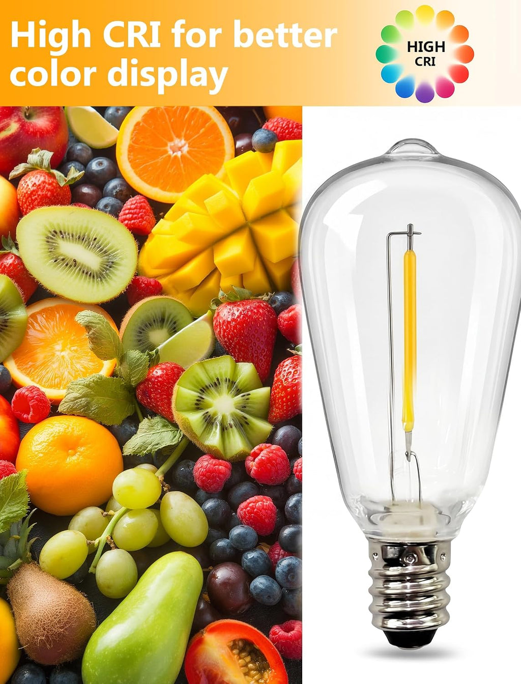 Abeja 25 Pack ST38 LED Replacement Bulbs, E12 0.6W Shatterproof Bulbs
