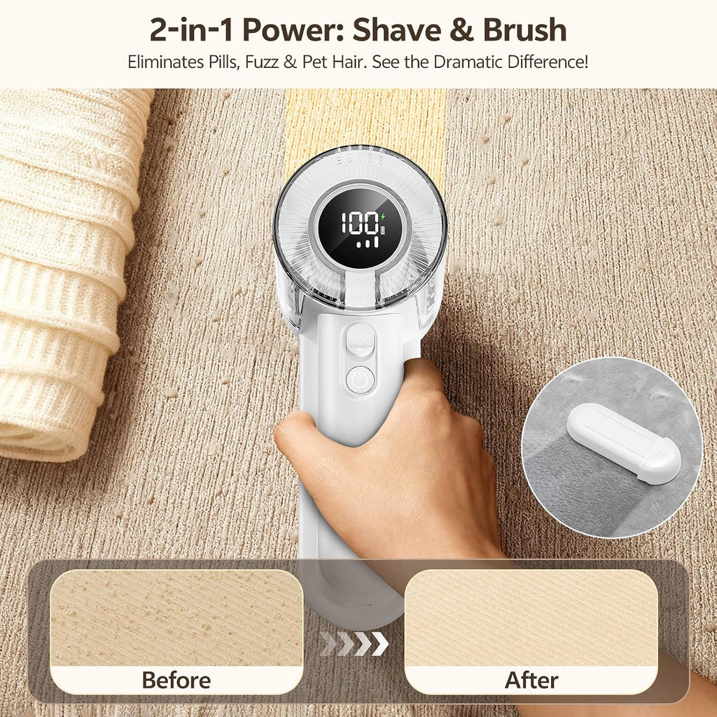 Rechargeable Fabric Shaver, 2-in-1 Lint Remover with 6-Blade