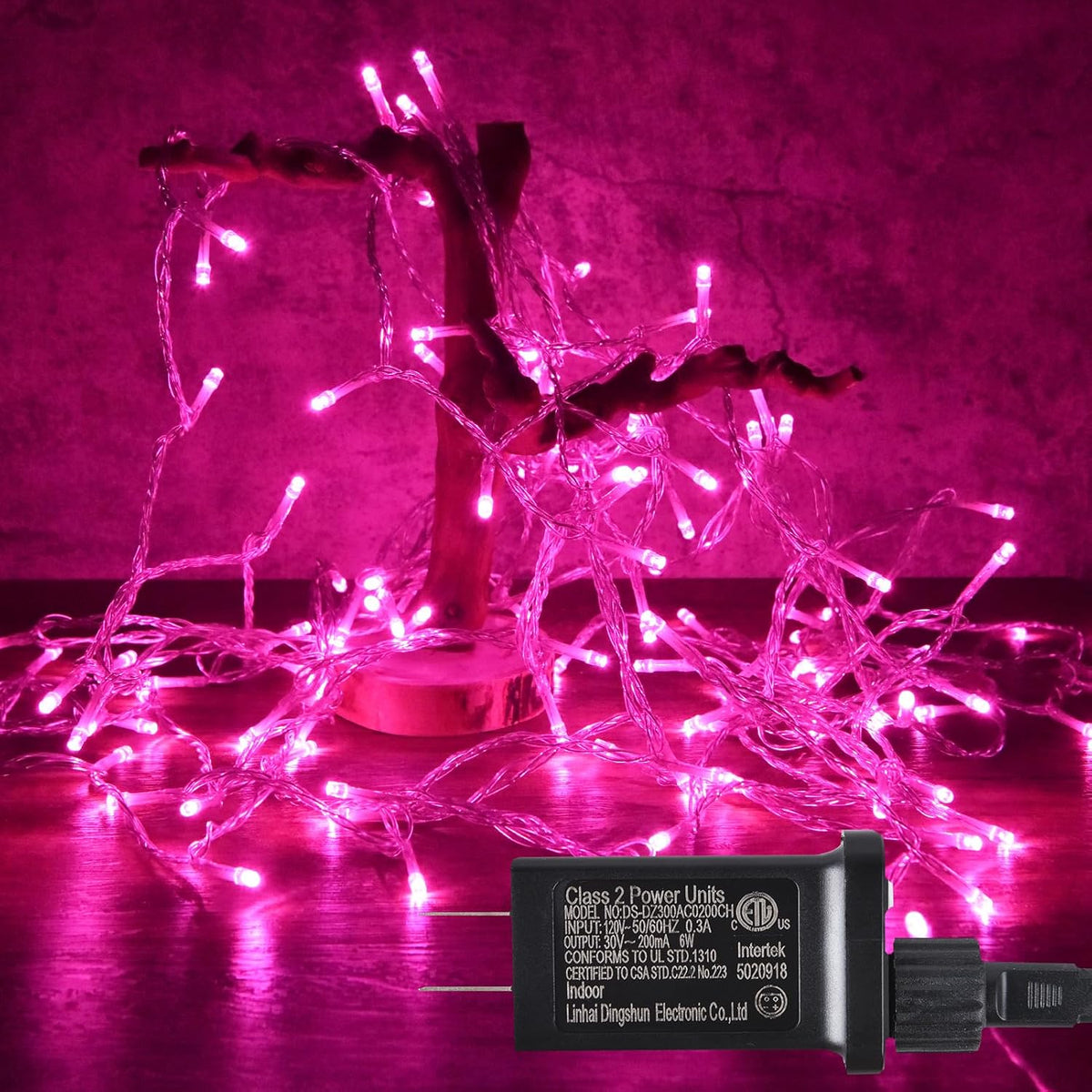 Pink Christmas String Lights, Valentine Day Room Decor, 100 LED