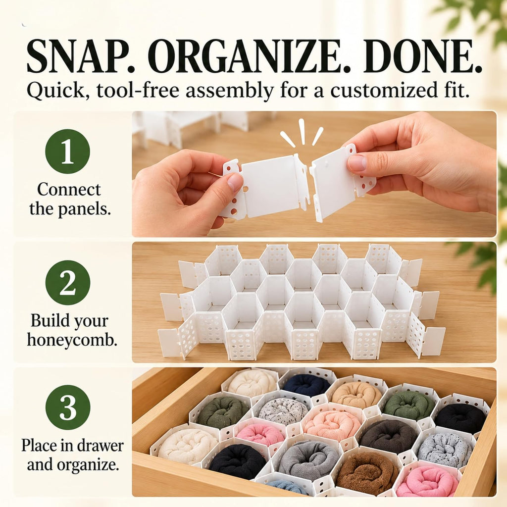 Evelots 4-Pack Honeycomb Drawer Organizers, 112 Cells, Expandable Dividers