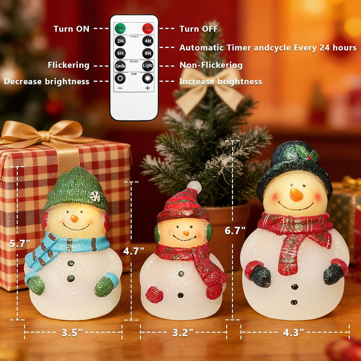 Impress Life Christmas Snowman Flameless Candles with Remote