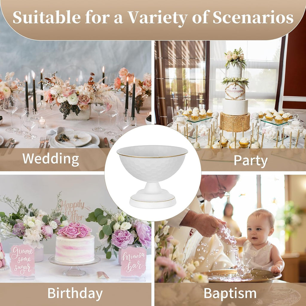 Sziqiqi White Urn Vase Wedding Centrepiece, Honeycomb Compote Vases, 2Pcs
