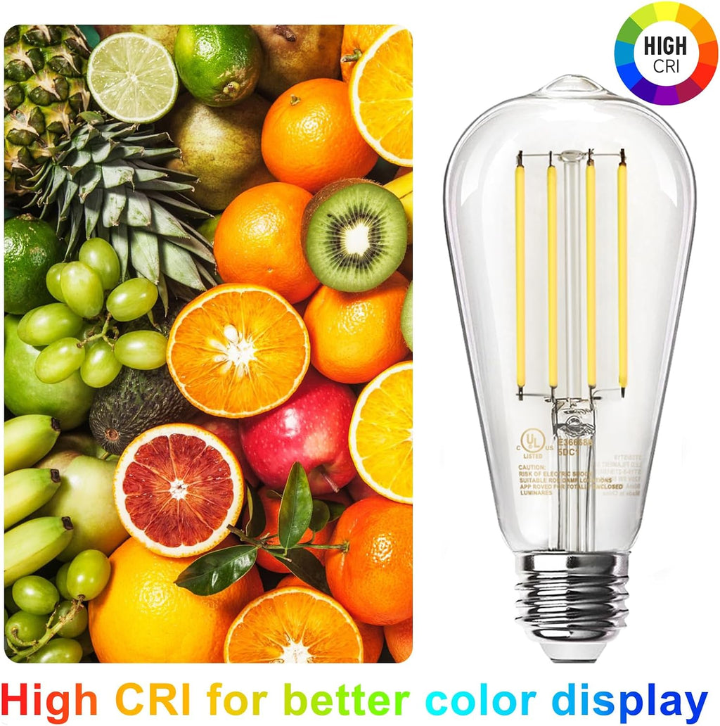 TJOY LED Edison Light Bulbs, E26 Dimmable Vintage Bulb, 8W = 60W Equivalent