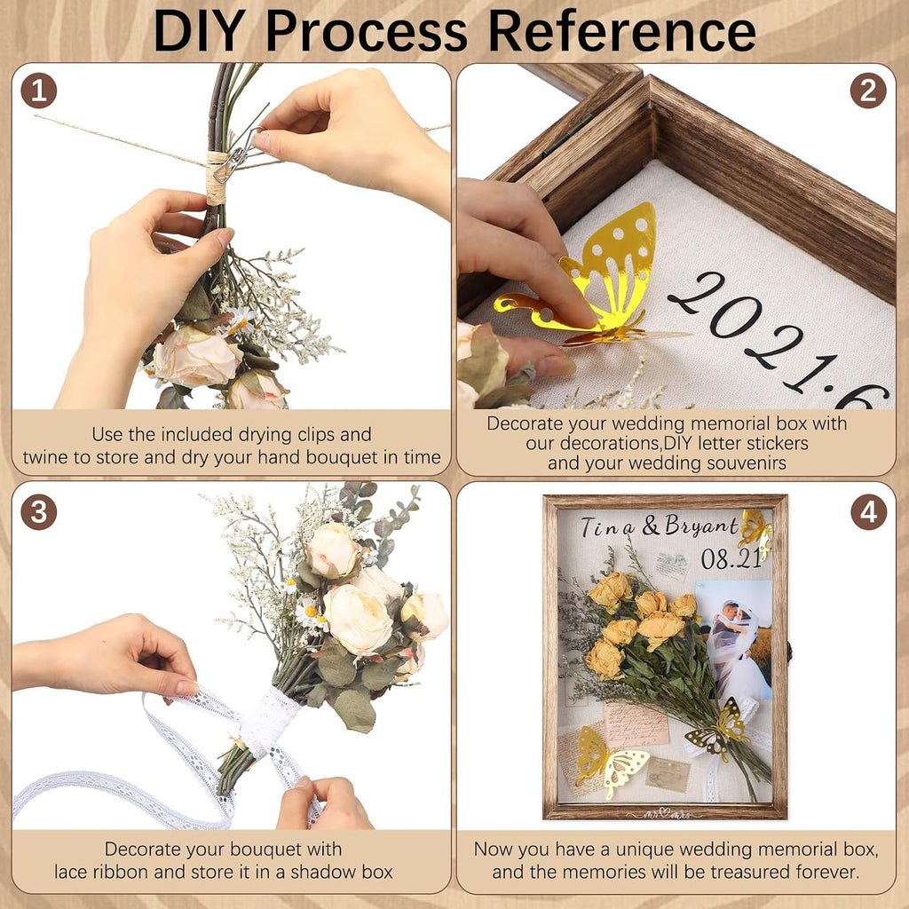 Yookeer 12x16'' Large Shadow Box Wedding Flower Display Case Frame, Brown