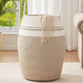 OIAHOMY 105L Laundry Hamper Woven Cotton Rope Large Clothes Hamper Brown