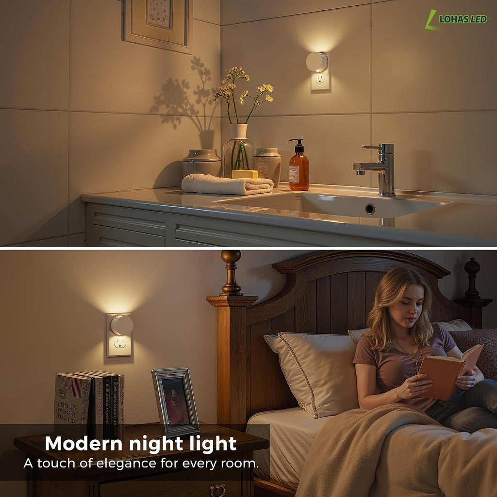 L LOHAS LED Night Lights Plug into Wall,White Night Light Dusk to Dawn