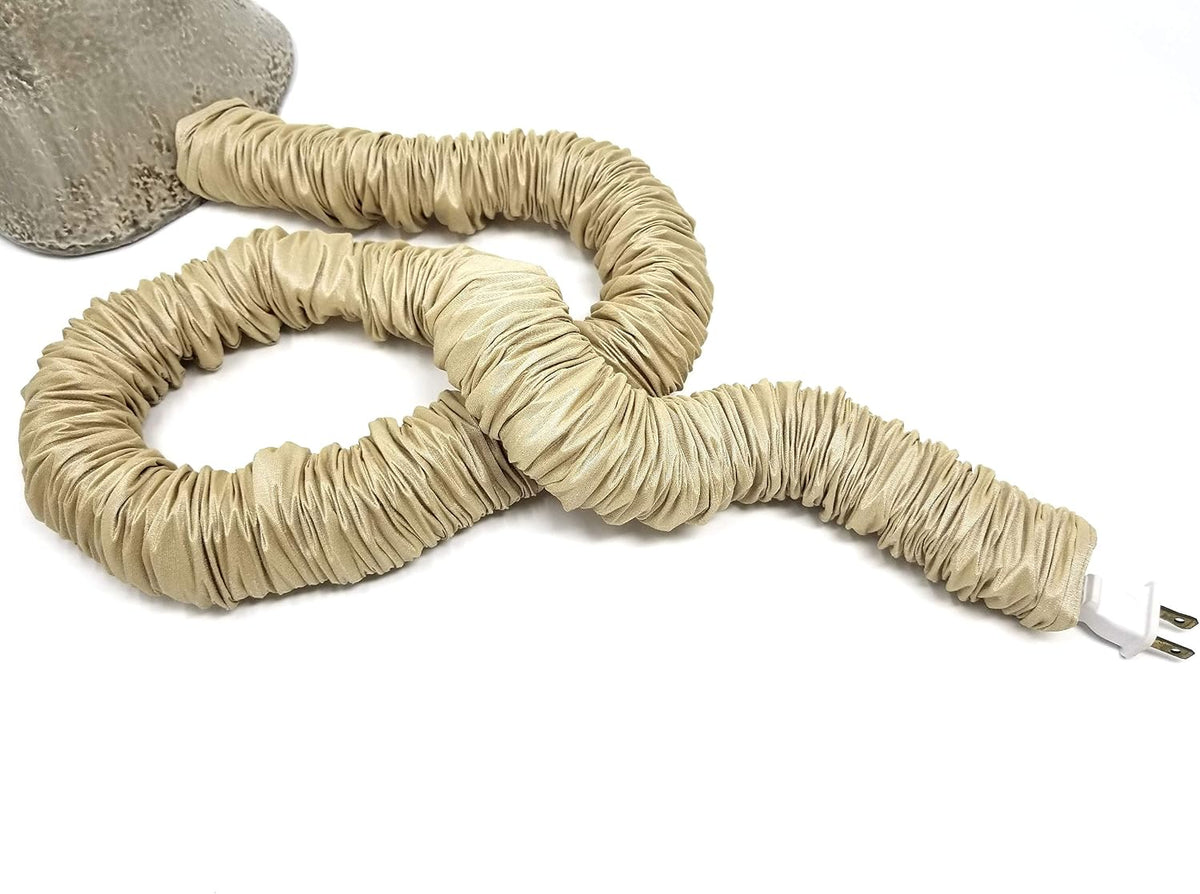 COVEREase Tan/Straw Faux Silk Fabric Lamp Cord Cover - Cable Sleeve, Wire Cover, Cord Hider for Cable Management (2 Pack, 9 ft, 2 in, 2 Strands)