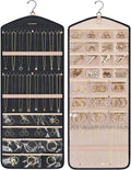 BAGSMART Hanging Jewelry Organizer with Hanger Metal Hooks Double-Sided Jewelry Holder for Organizing Earrings Necklaces Rings Perfect for in Hanging Closet, Wall, Door, 1 Piece, Large, Black