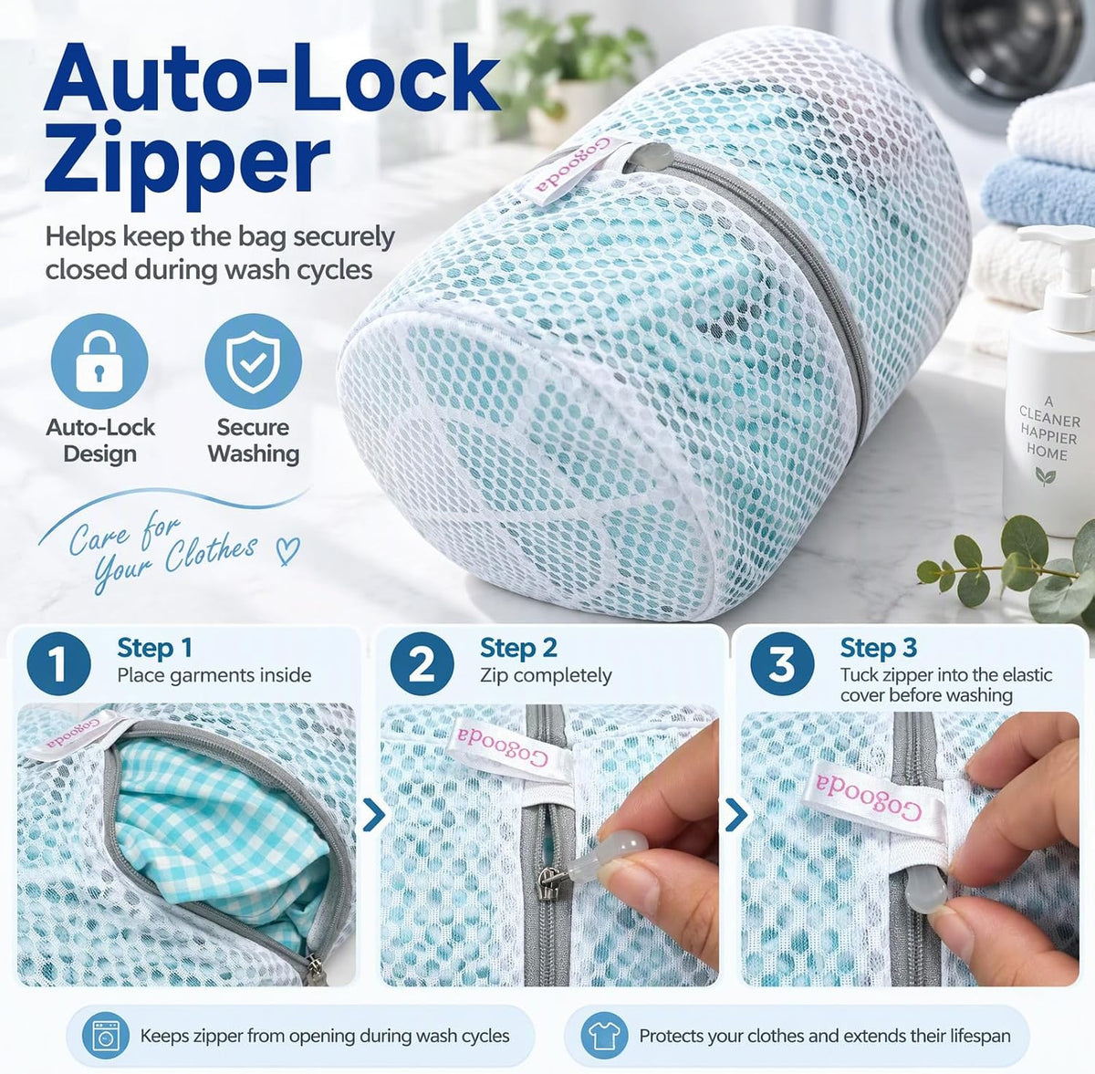 GOGOODA Mesh Laundry Bags for Delicates (3 Large Bra Wash Bag)