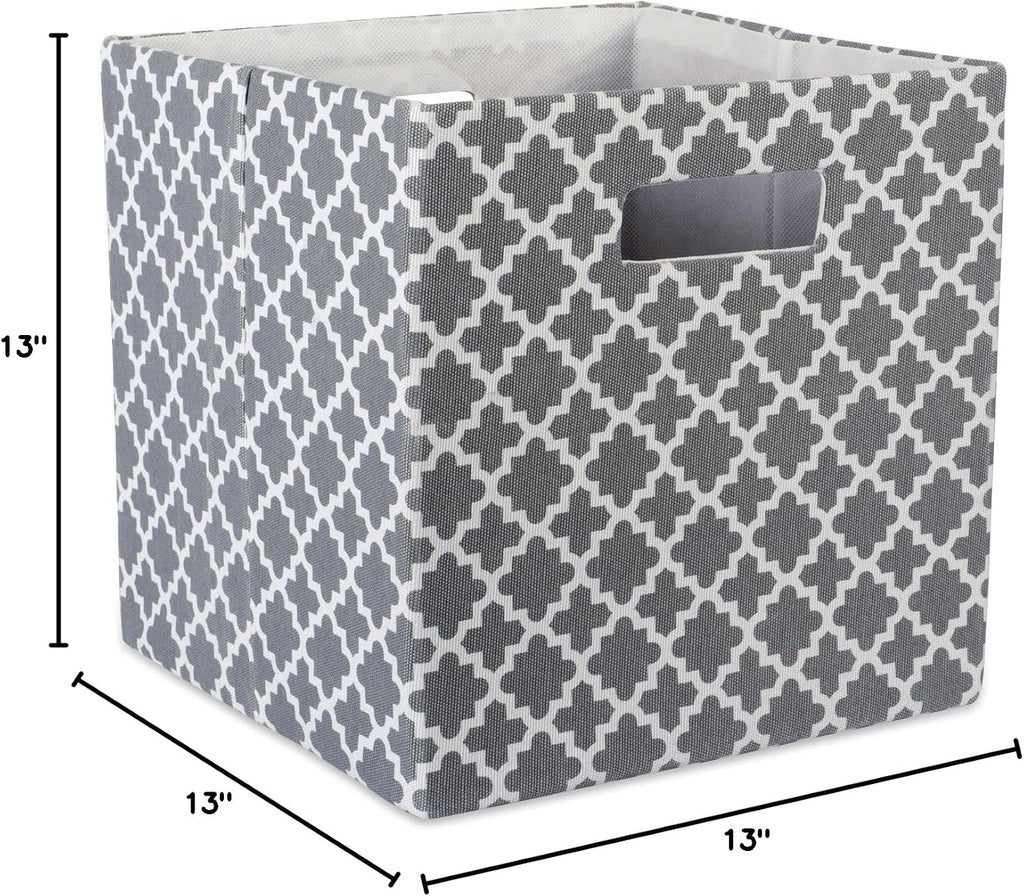 DII Hard Sided Collapsible Fabric Storage Container for Nursery, Offices, & Home Organization, (13x13x13") - Lattice Gray