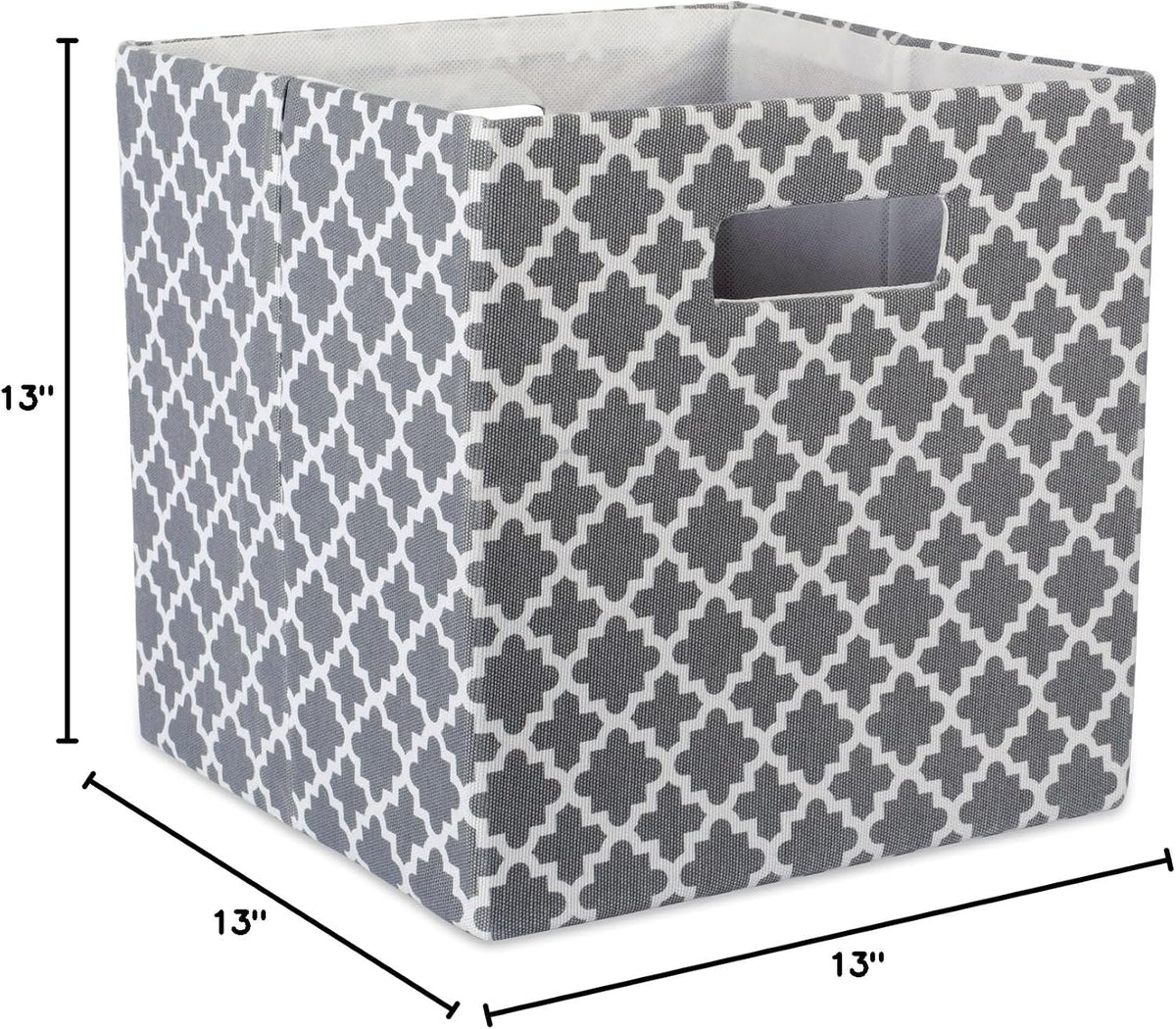 DII Hard Sided Collapsible Fabric Storage Container for Nursery, Offices, & Home Organization, (13x13x13") - Lattice Gray