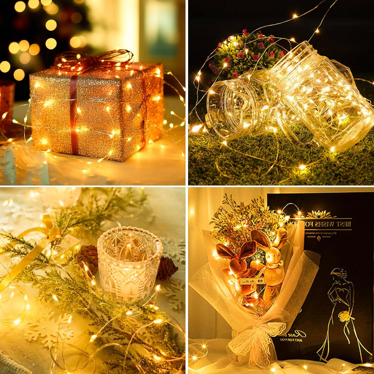 10 Pack Fairy Lights Battery Operated with Timer, 7FT 20 LED String Light