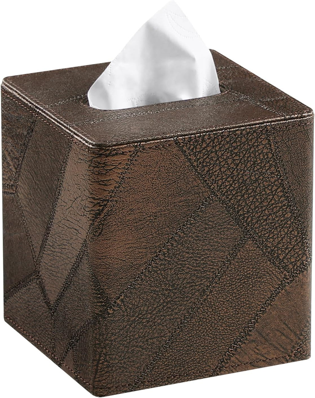 Square Tissue Box Cover, Stylish Leather Tissue Box Holder with Magnetic Bottom, Used As A Decorative Tissue Holder for Living Rooms, Bedrooms, and Desks (Brown Vintage)