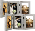 Golden State Art, 4x6 Triple Picture Frame Light Grey- Real Glass, 2 Pack