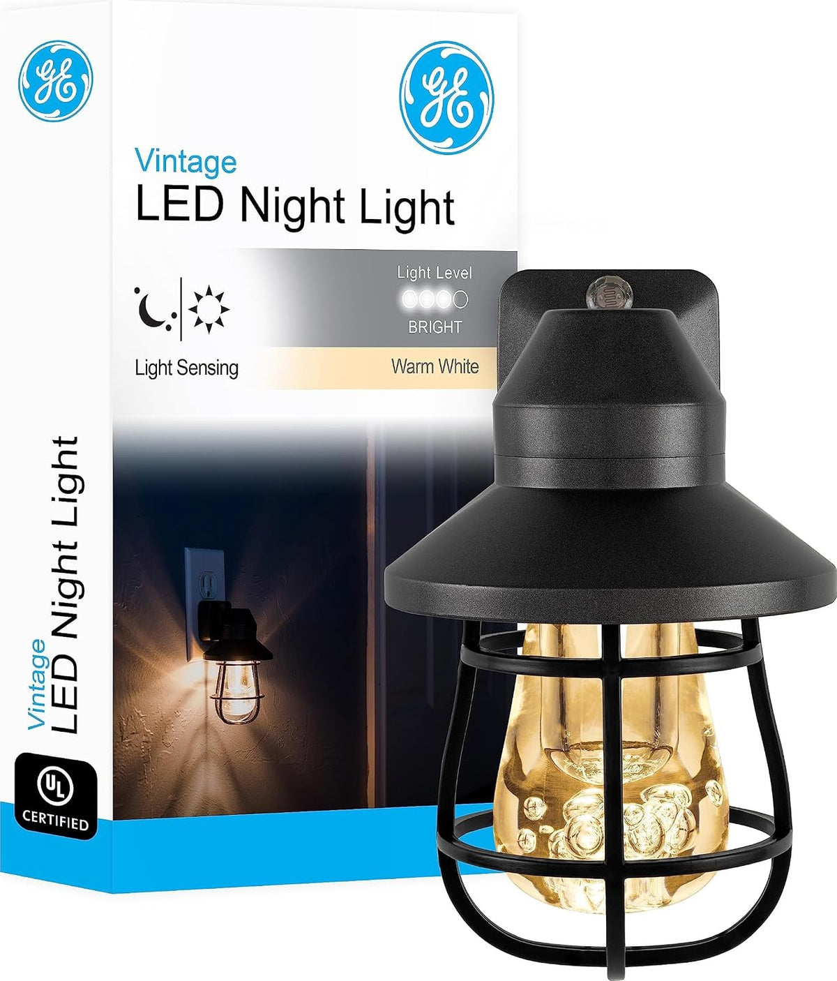 GE Vintage Night Lights Plug Into Wall, Auto Dusk to Dawn Sensor